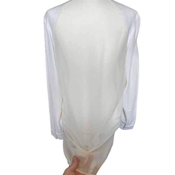 Silence & Noise Long Sleeve Sheer High Low Blouse. White. Size Small - Picture 4 of 15
